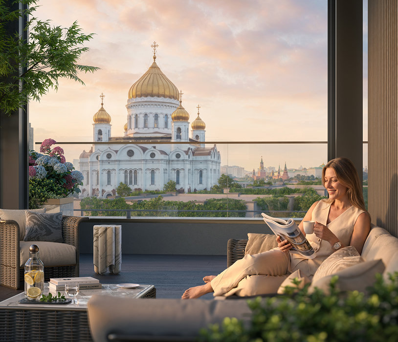 Вид на храм Христа Спасителя из пентхауса